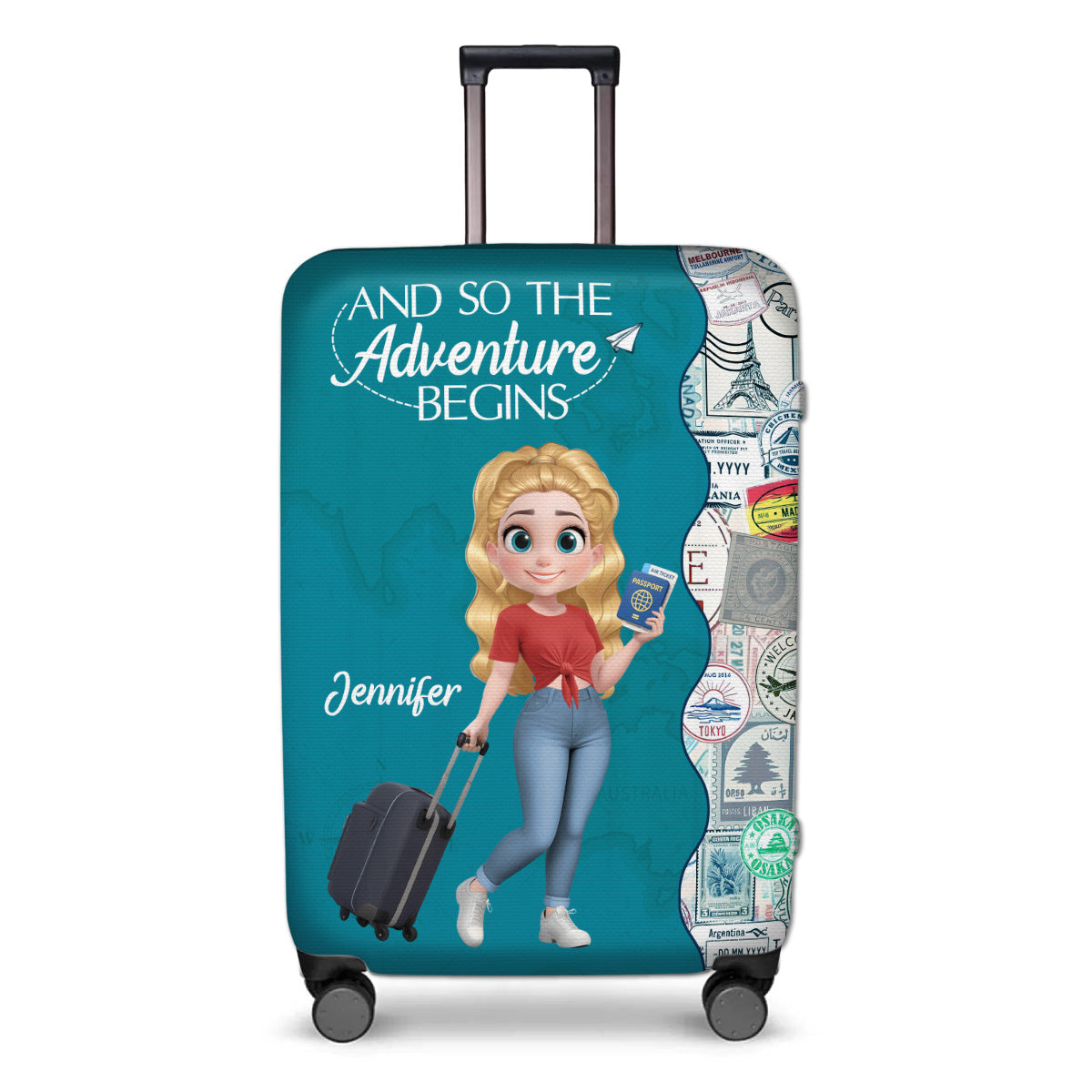 Wanderlust World Map - Personalized Custom Luggage Cover