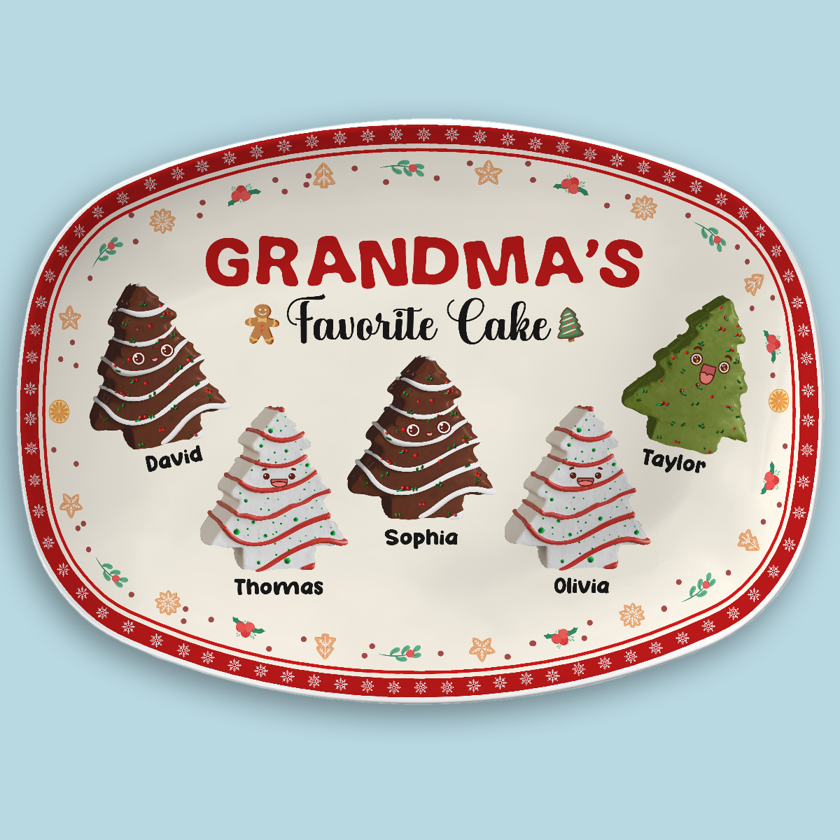Favorite Christmas Tree Cake Of Grandma - Personalized Custom Platter