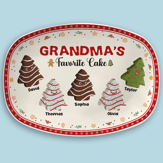 Favorite Christmas Tree Cake Of Grandma - Personalized Custom Platter