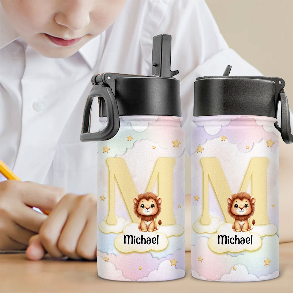 Cute Cartoon Rabbit - Personalized Custom Kids Water Bottle