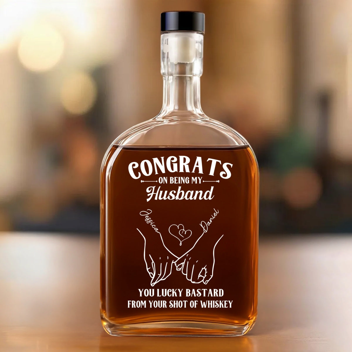 Congrats On Being My Husband - Personalized Custom Spirits Decanter