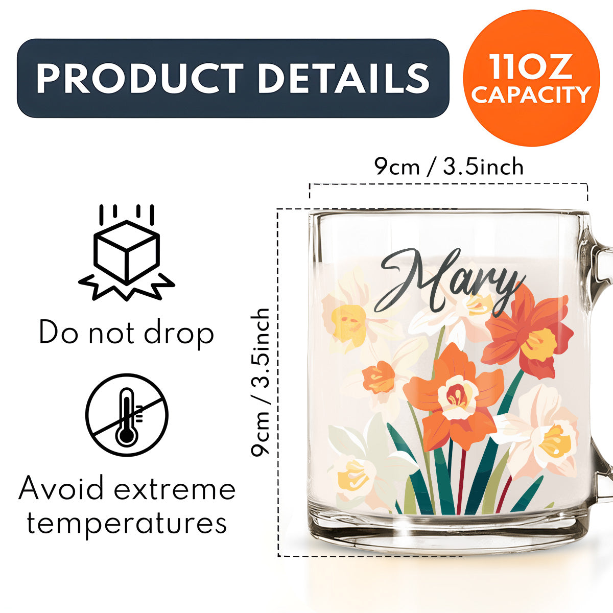 Custom Name Birth Month FLowers - Personalized Custom Glass Mug