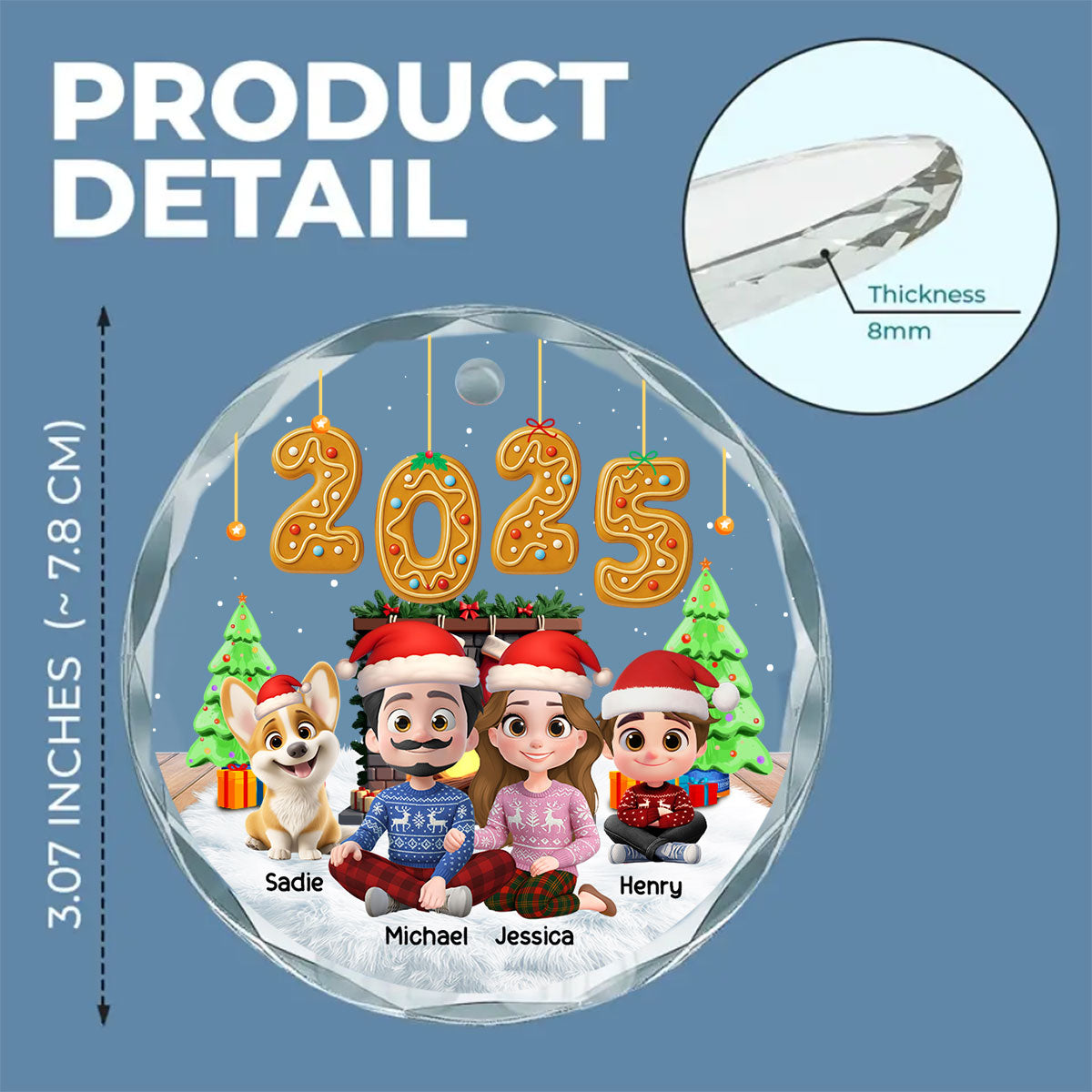 Family Of The Year - Personalized Custom Glass Ornament