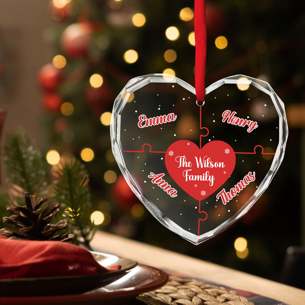 Christmas Together We Make A Family - Personalized Custom Glass Ornament