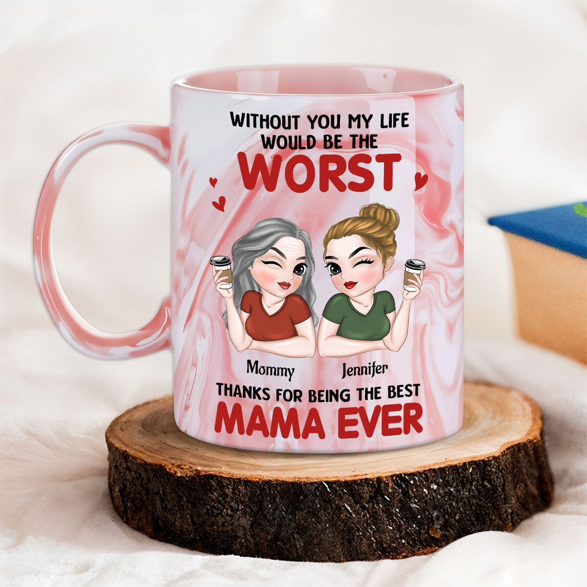 Best Mom Ever - Personalized Custom Pink Marble Mug