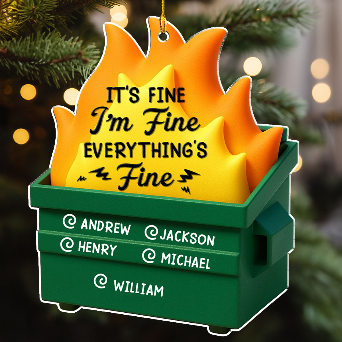 Dumpster Fire - Personalized Custom Acrylic Ornament