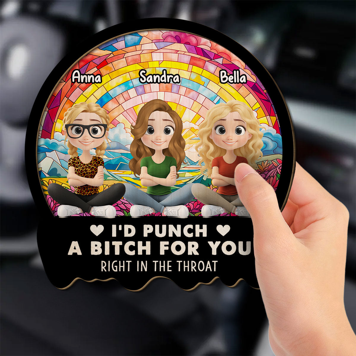 Right In The Throat Cartoonize - Personalized Custom Car Visor Clip