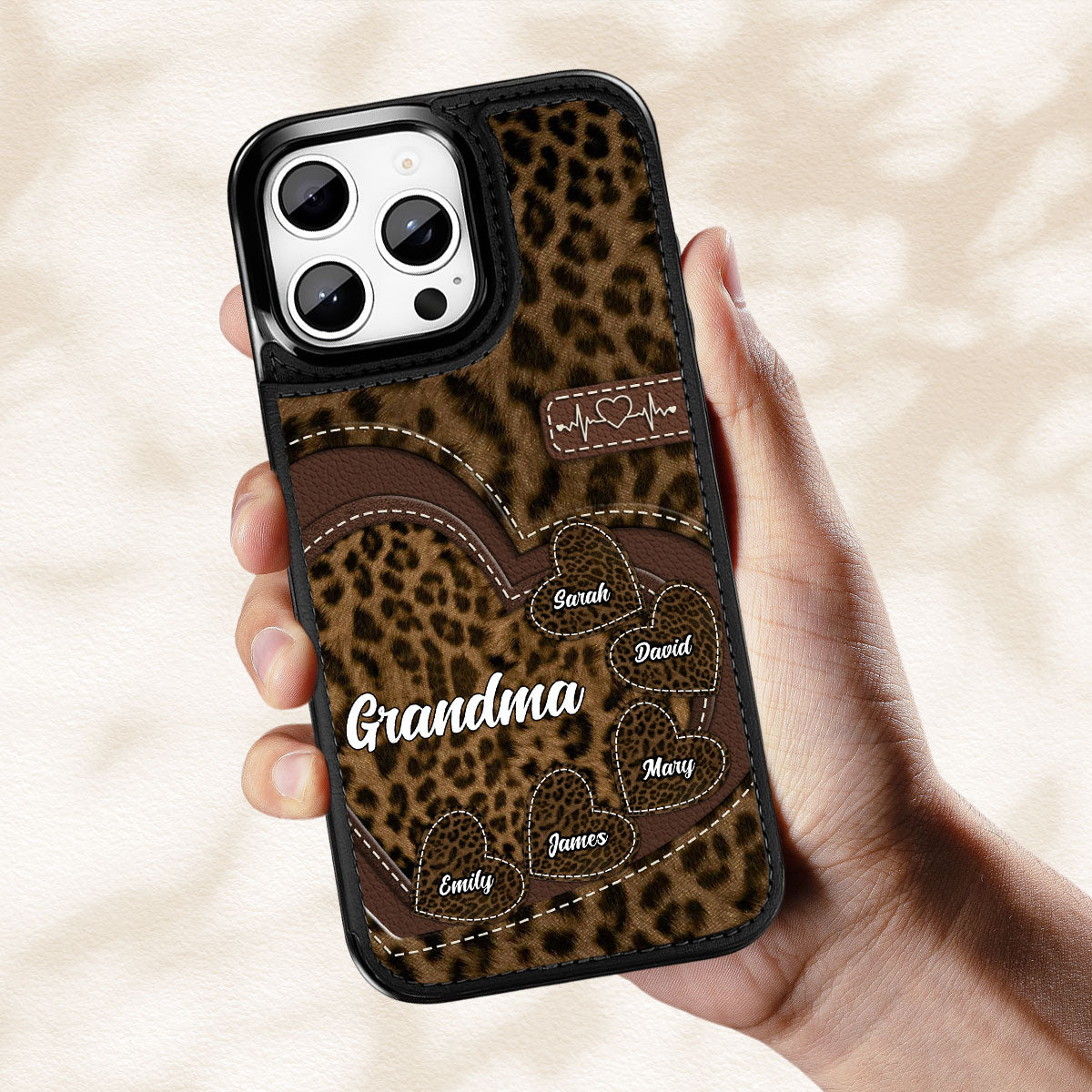 Grandma Sweethearts - Personalized Custom Leather Phone Case