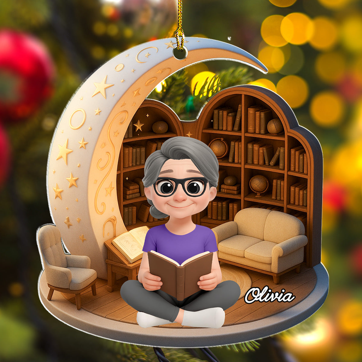 A Girl Loves Her Book - Personalized Custom Acrylic Ornament