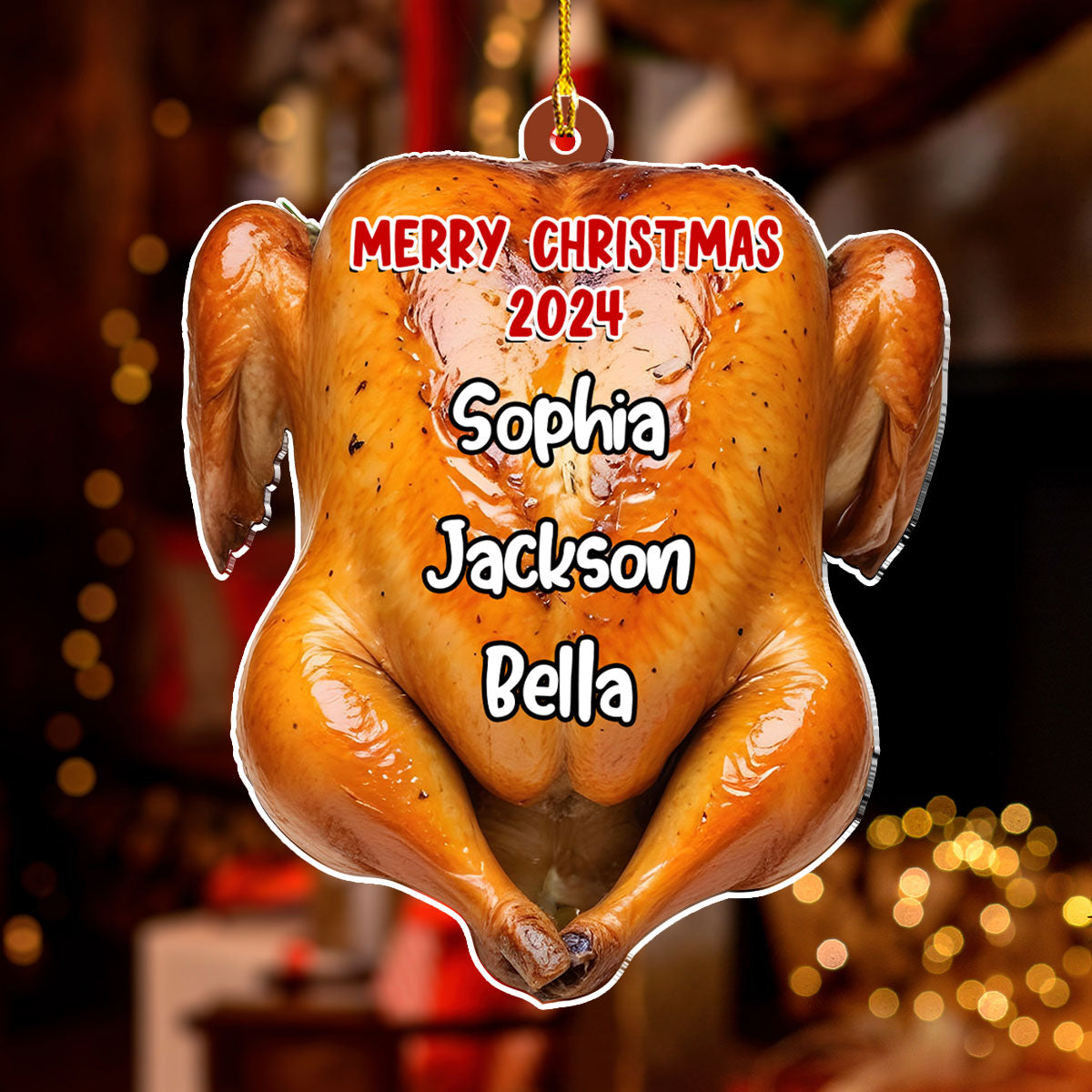 Family Chicken Merry Christmas - Personalized Custom Acrylic Ornament