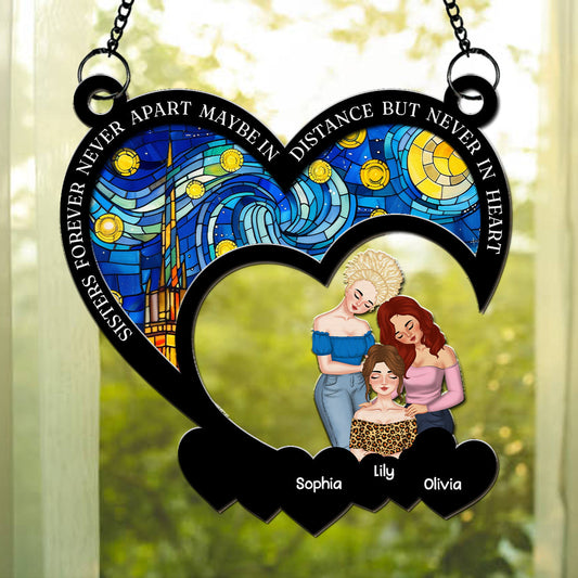 Besties Lean On Shoulder - Personalized Custom Suncatcher