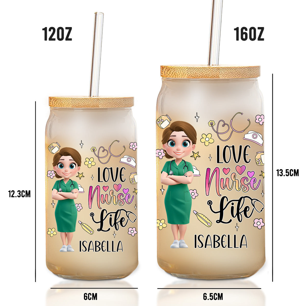 Love Nurse Life - Personalized Custom Glass Can