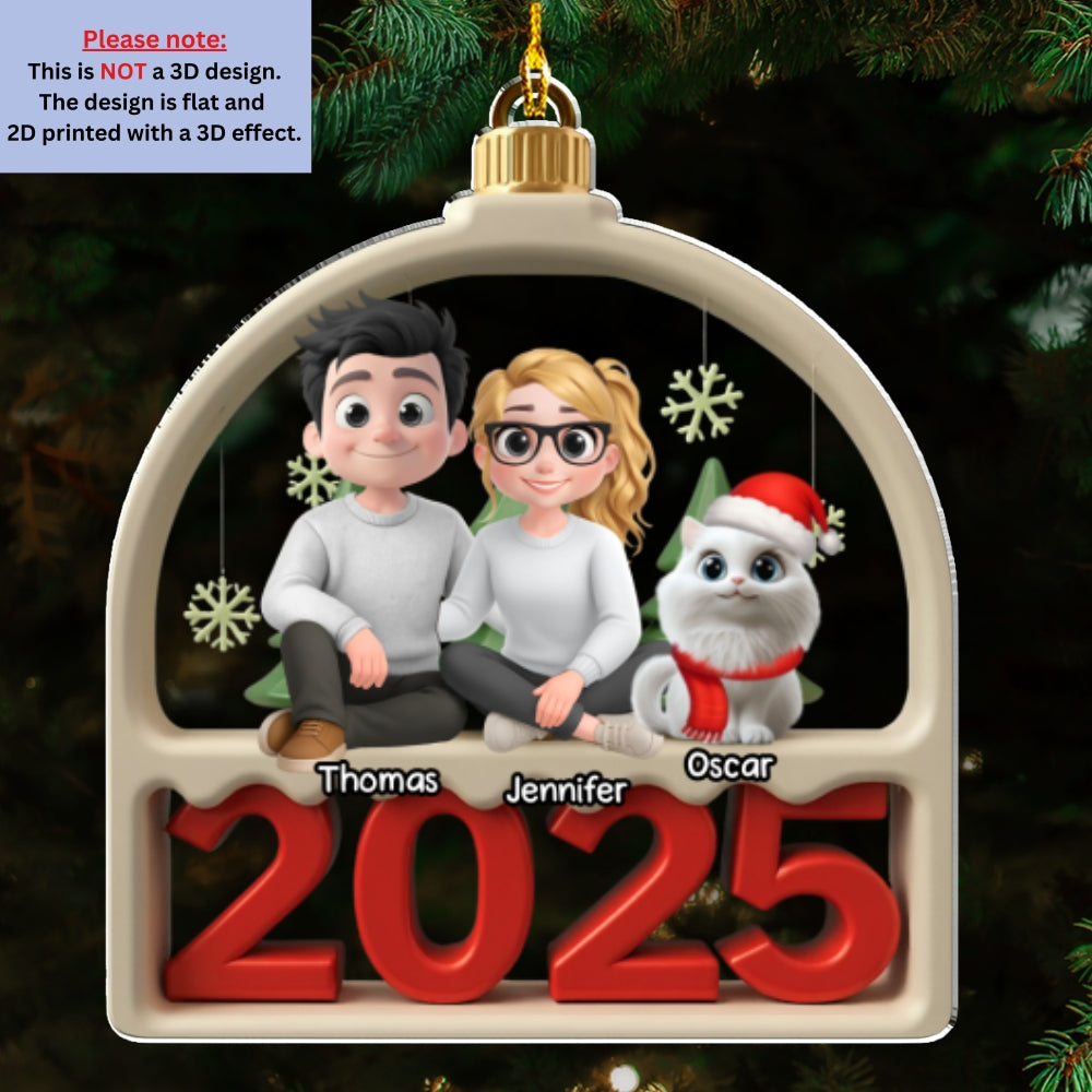Family Furry And Cat - Personalized Custom Acrylic Ornament