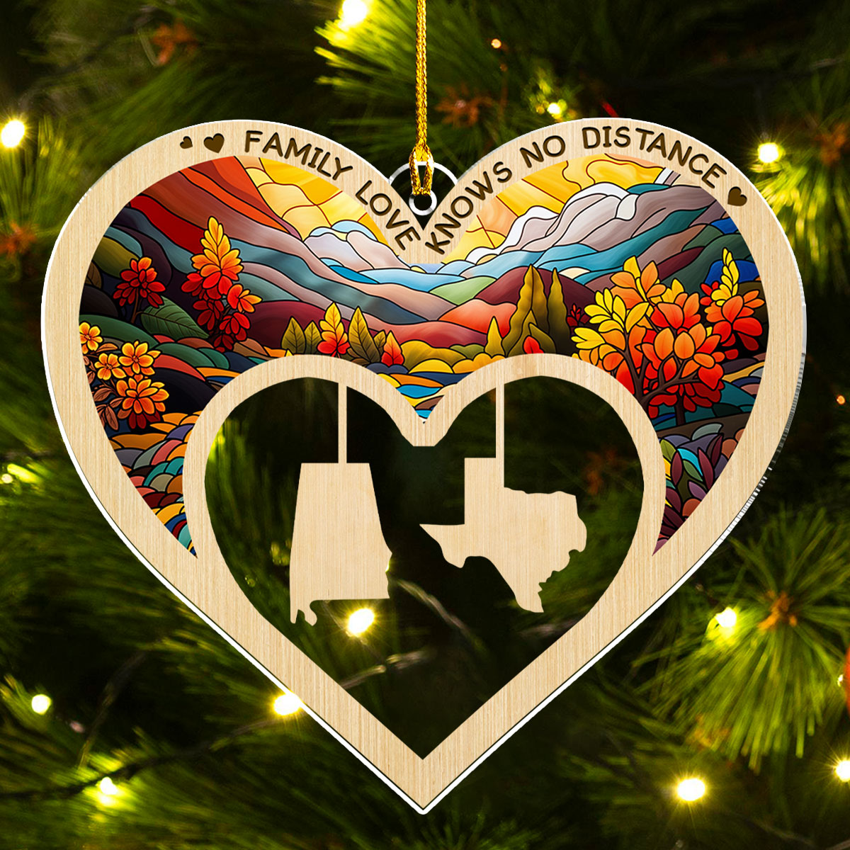 Family Always Connected By Heart - Personalized Custom Acrylic Ornament