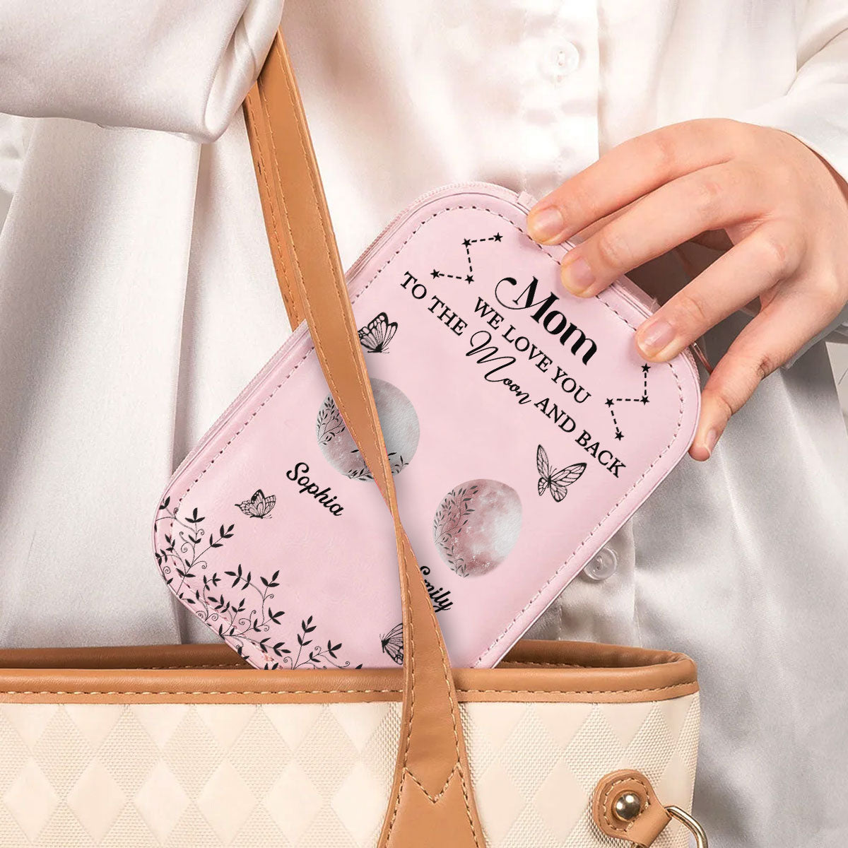 We Love You To The Moon And Back - Personalized Custom Jewelry Box With LED Mirror