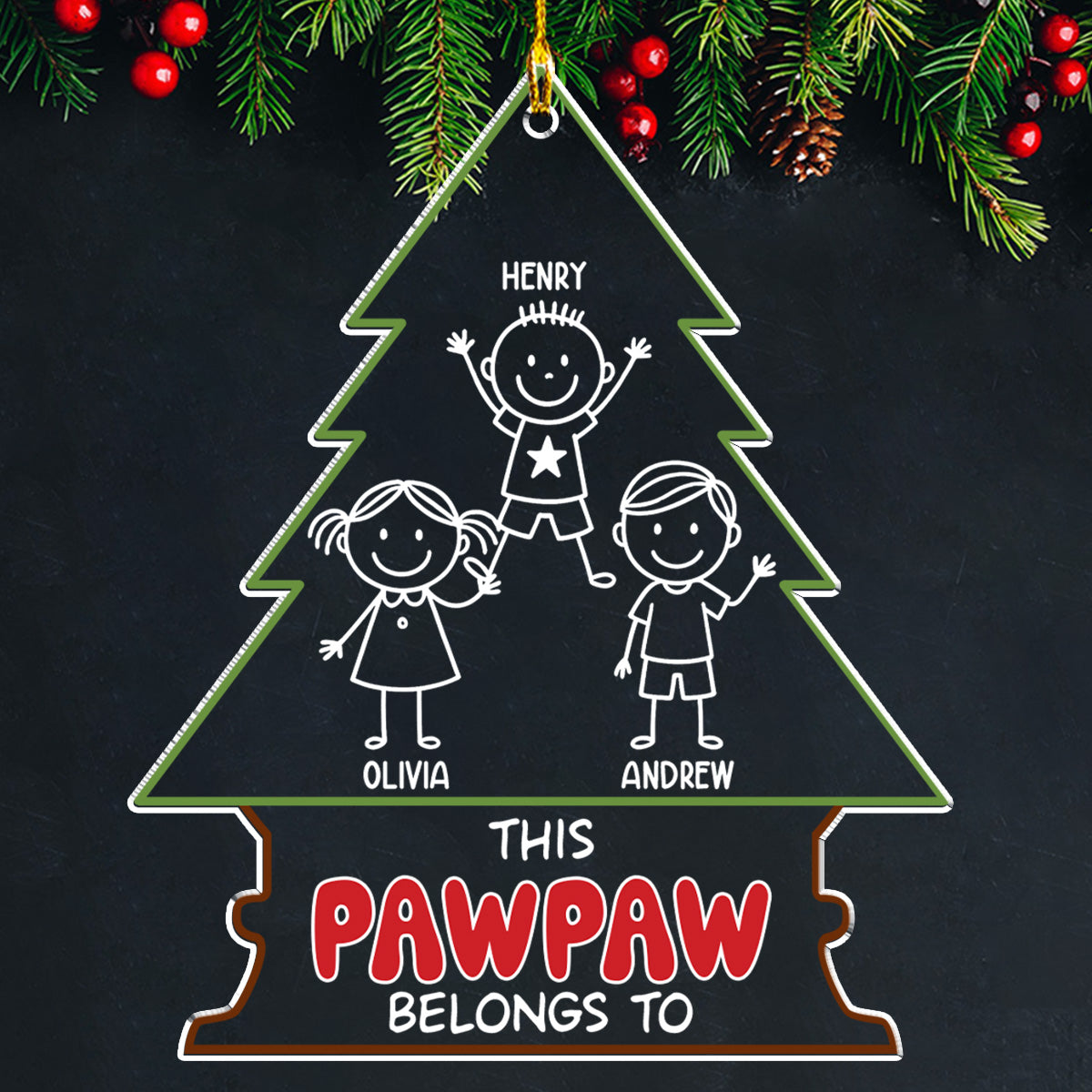 Grandpa Belongs To - Personalized Custom Acrylic Ornament