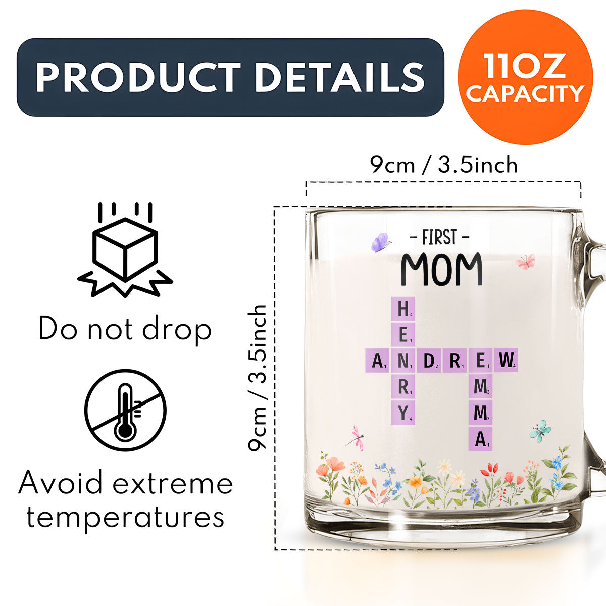 First Mom Now Grandma Crossword - Personalized Custom Glass Mug