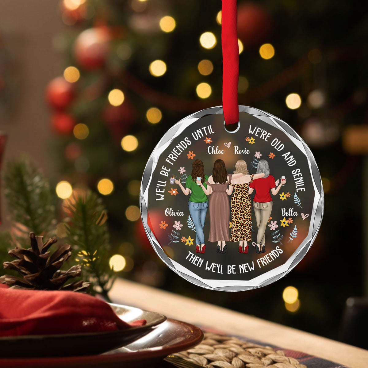Be Friends Until We're Old And Senile - Personalized Custom Glass Ornament