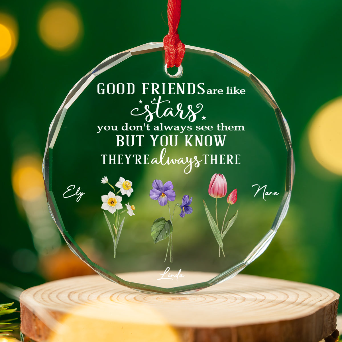 Friends Like Stars - Personalized Custom Glass Ornament