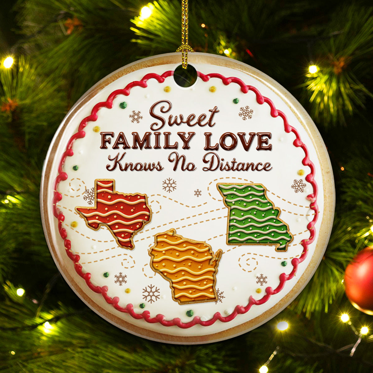 Sweet Family Love - Personalized Custom 3D Effect Ceramic Ornament