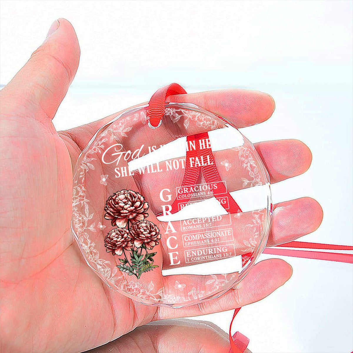 God Is Within Her She Will Not Fall - Personalized Custom Glass Ornament