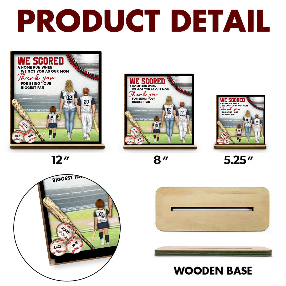 Baseball And Love Go Together - Personalized Custom 2-Layer Wood Plaque With Flat Base