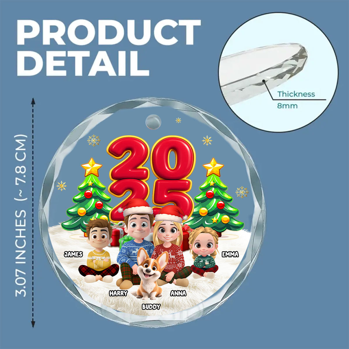 You Me And Our Kids -  Personalized Custom Glass Ornament