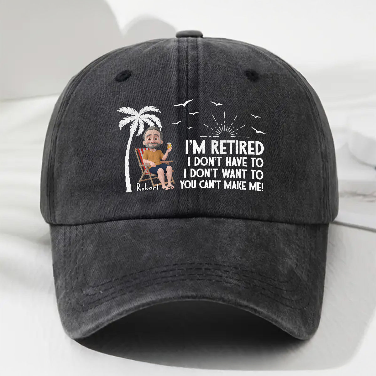I Am Retired - Personalized Custom Vintage Washed Denim Cap