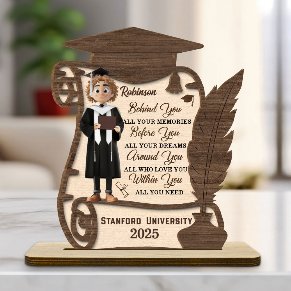 All Your Dreams Come True - Personalized Custom 2-Layer Wood Plaque With Flat Base