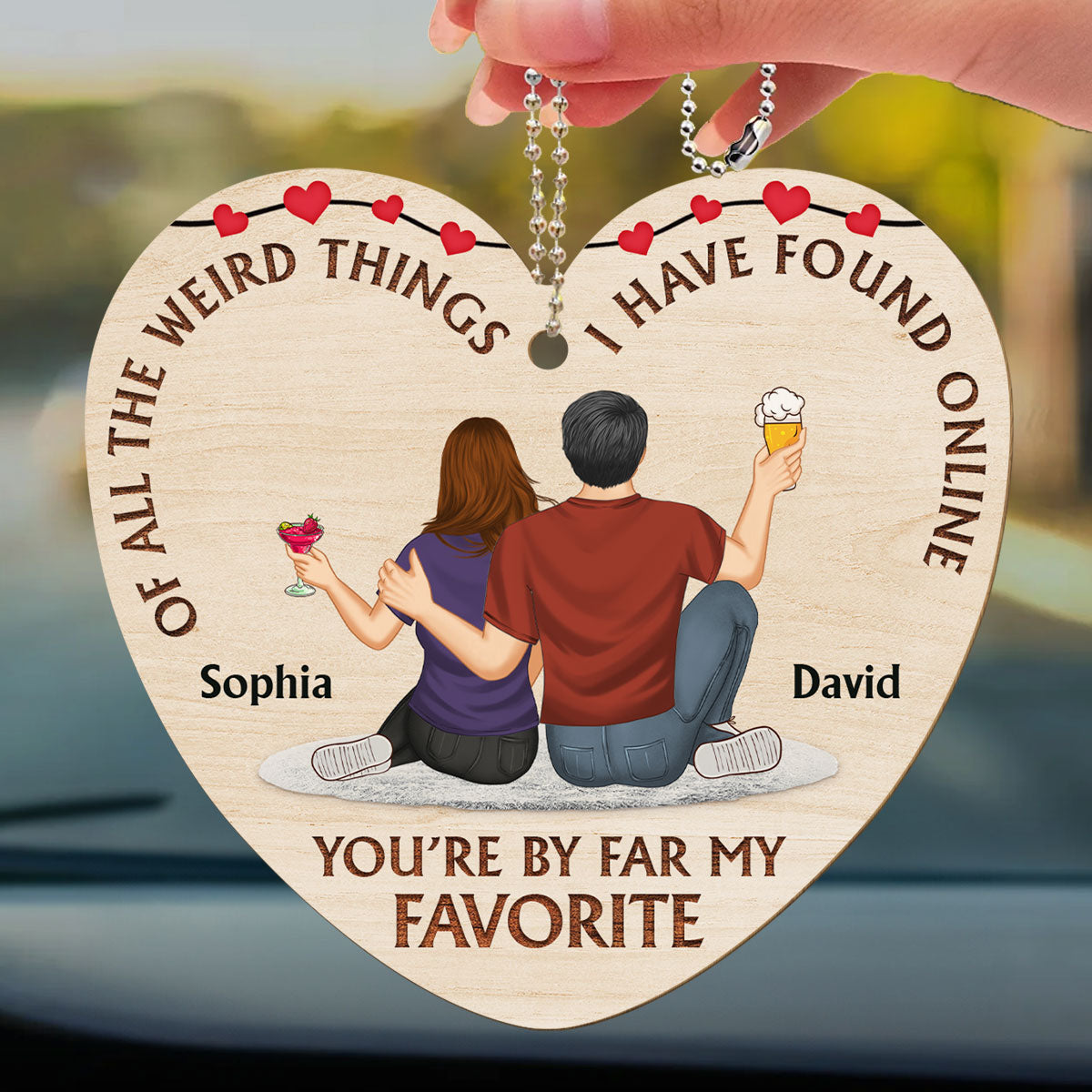 Of All The Weird Things - Personalized Custom Wood Car Ornament