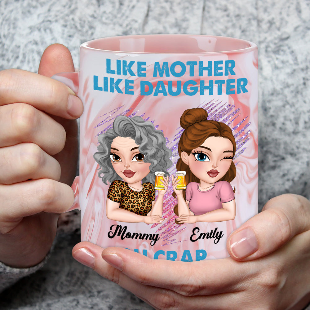 Like Mother Like Daughter - Personalized Custom Pink Marble Mug