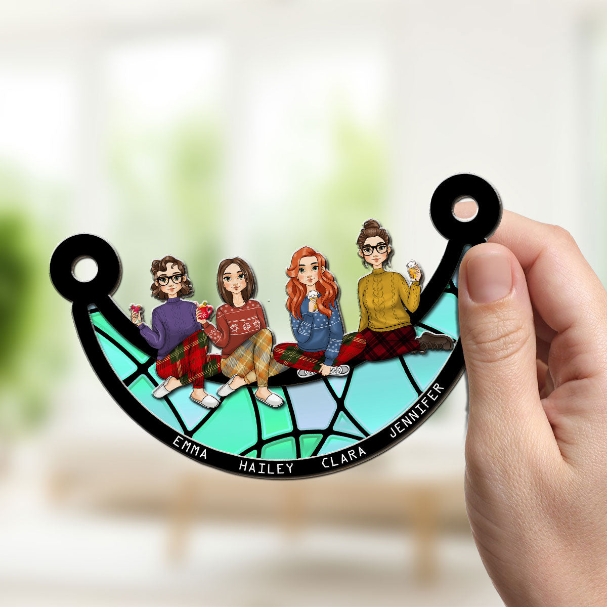 Best Friends Sitting On The Lunar - Personalized Custom Suncatcher