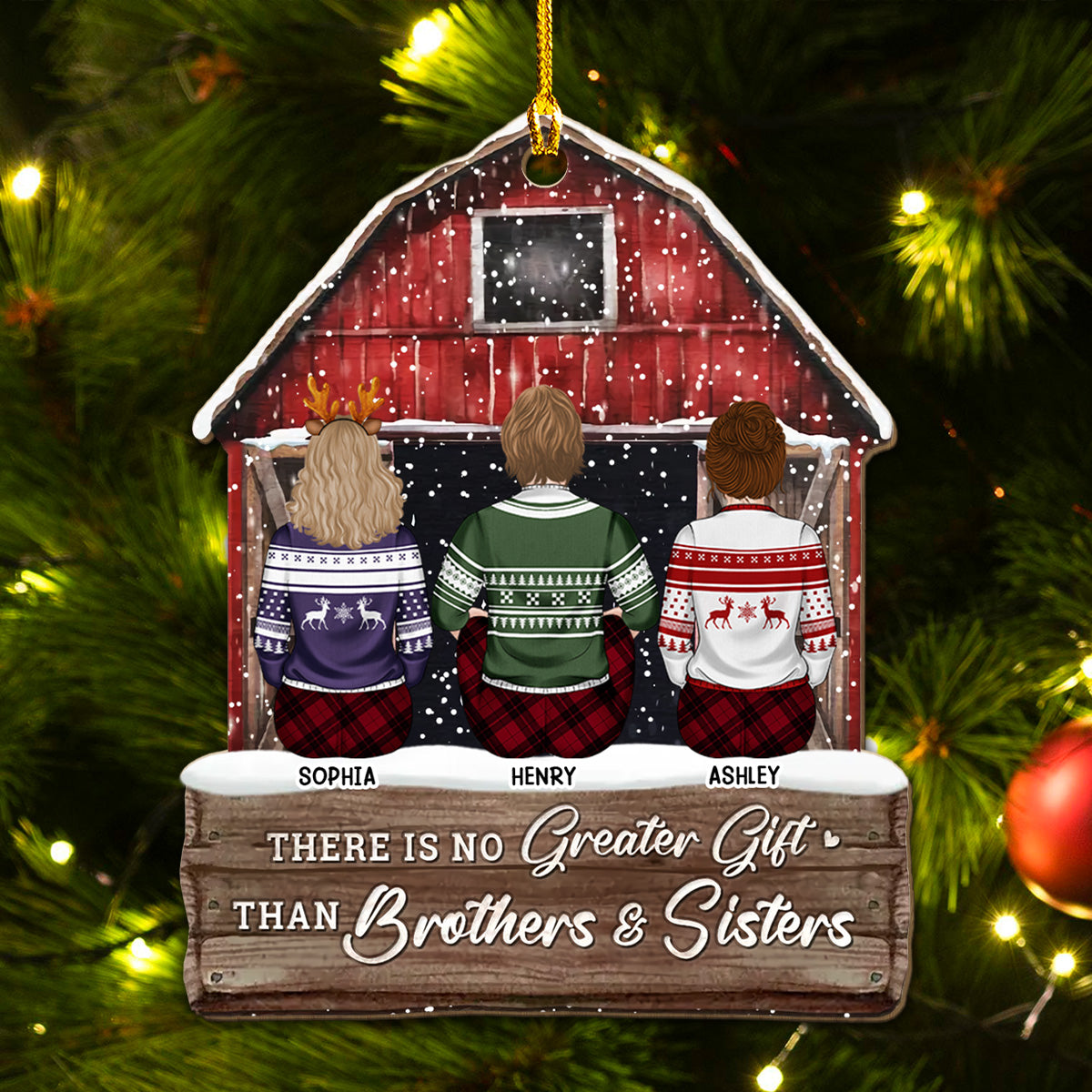 The Greatest Gift Is Family - Personalized Custom Wood Ornament