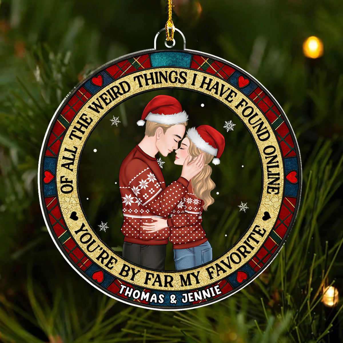 Christmas Couple You Are My Favorite By Far - Personalized Custom Acrylic Ornament