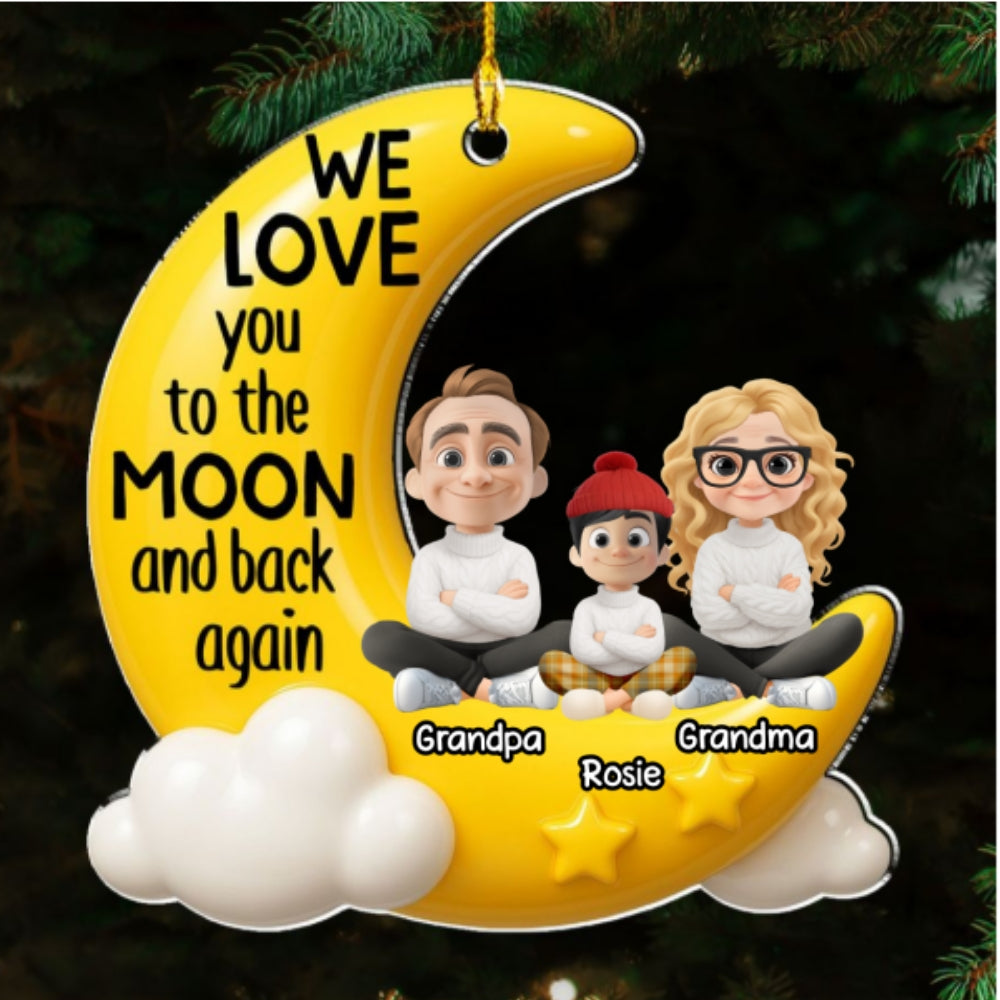 Grandma And Grandkid On The Moon - Personalized Custom Acrylic Ornament