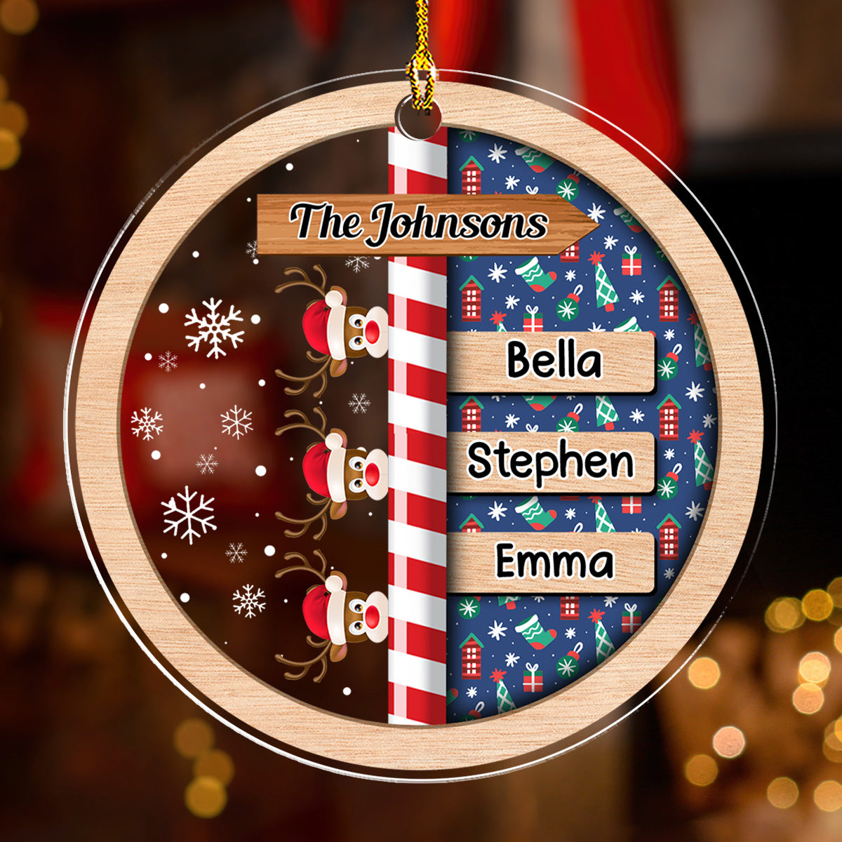 Custom Family Name Christmas - Personalized Custom Acrylic Ornament