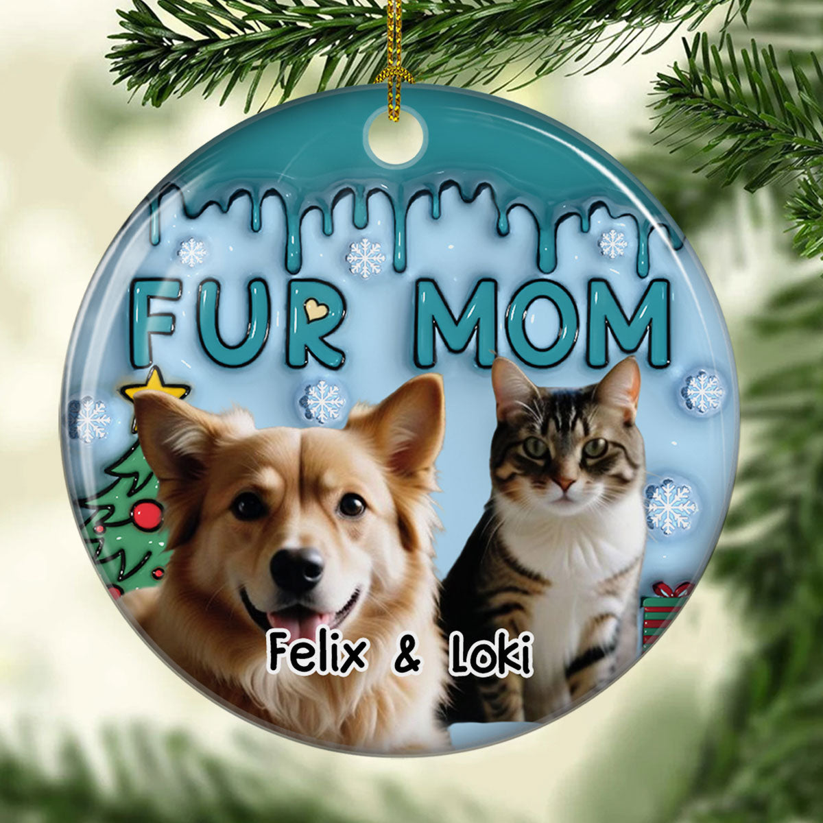  Me And Lovely Pet Photo - Personalized Custom 3D Inflated Effect Ceramic Ornament