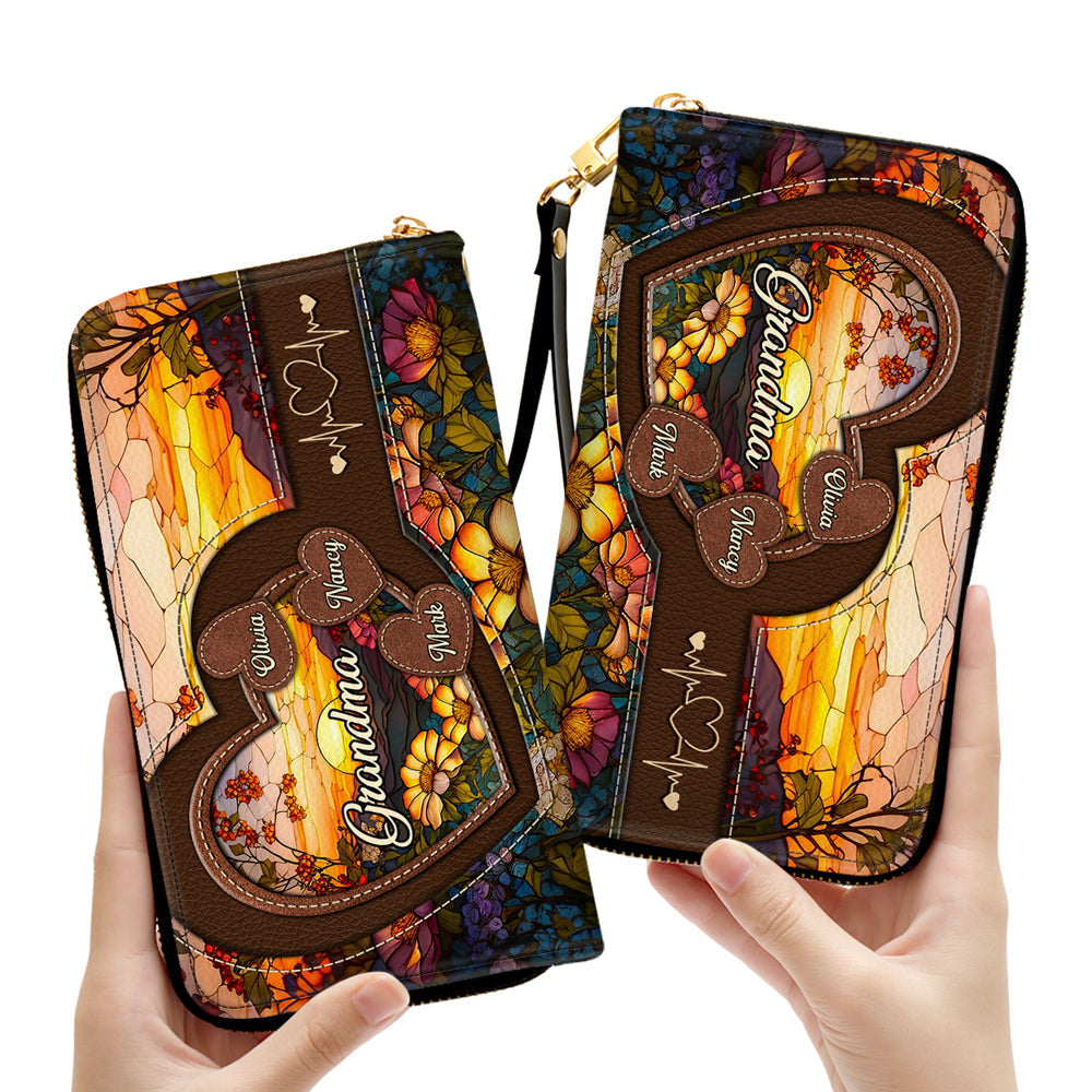 Sweethearts Of Grandma - Personalized Custom Leather Wallet