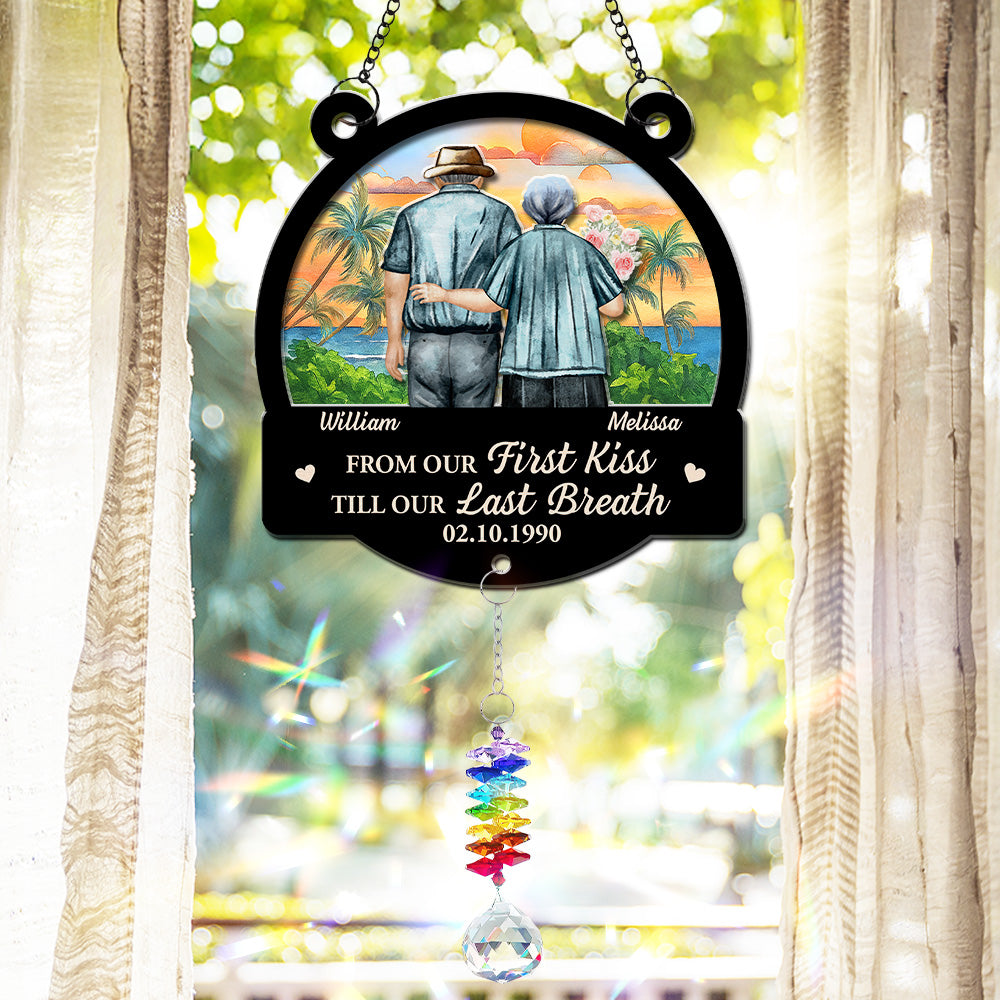 From Our First Kiss - Personalized Custom Suncatcher With Crystal Rainbow Charm