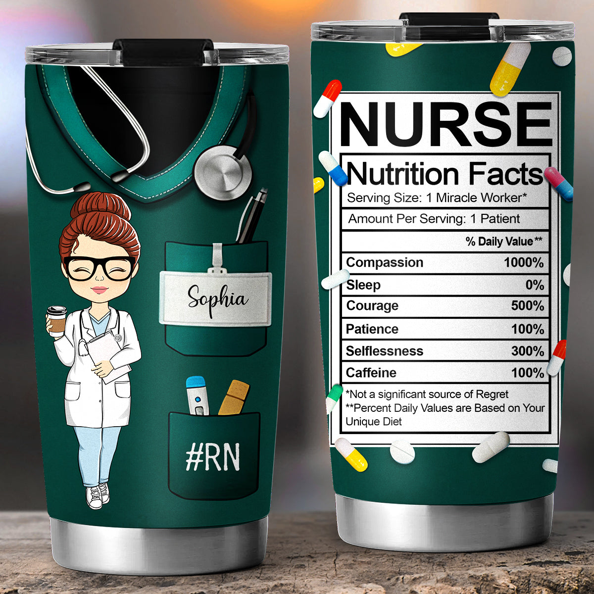 Nurse Nutrition Facts  - Personalized Custom Tumbler