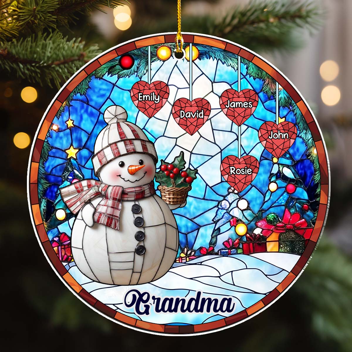 Snowman Grandma - Personalized Custom Acrylic Ornament