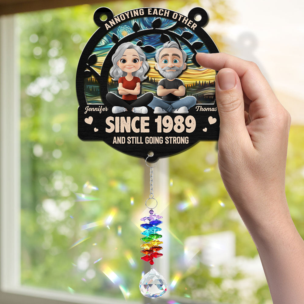 Love You Forever - Personalized Custom Suncatcher With Crystal Rainbow Charm