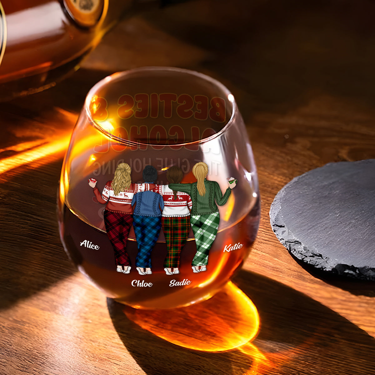 Crazy Night Besties - Personalized Custom Wine Glass