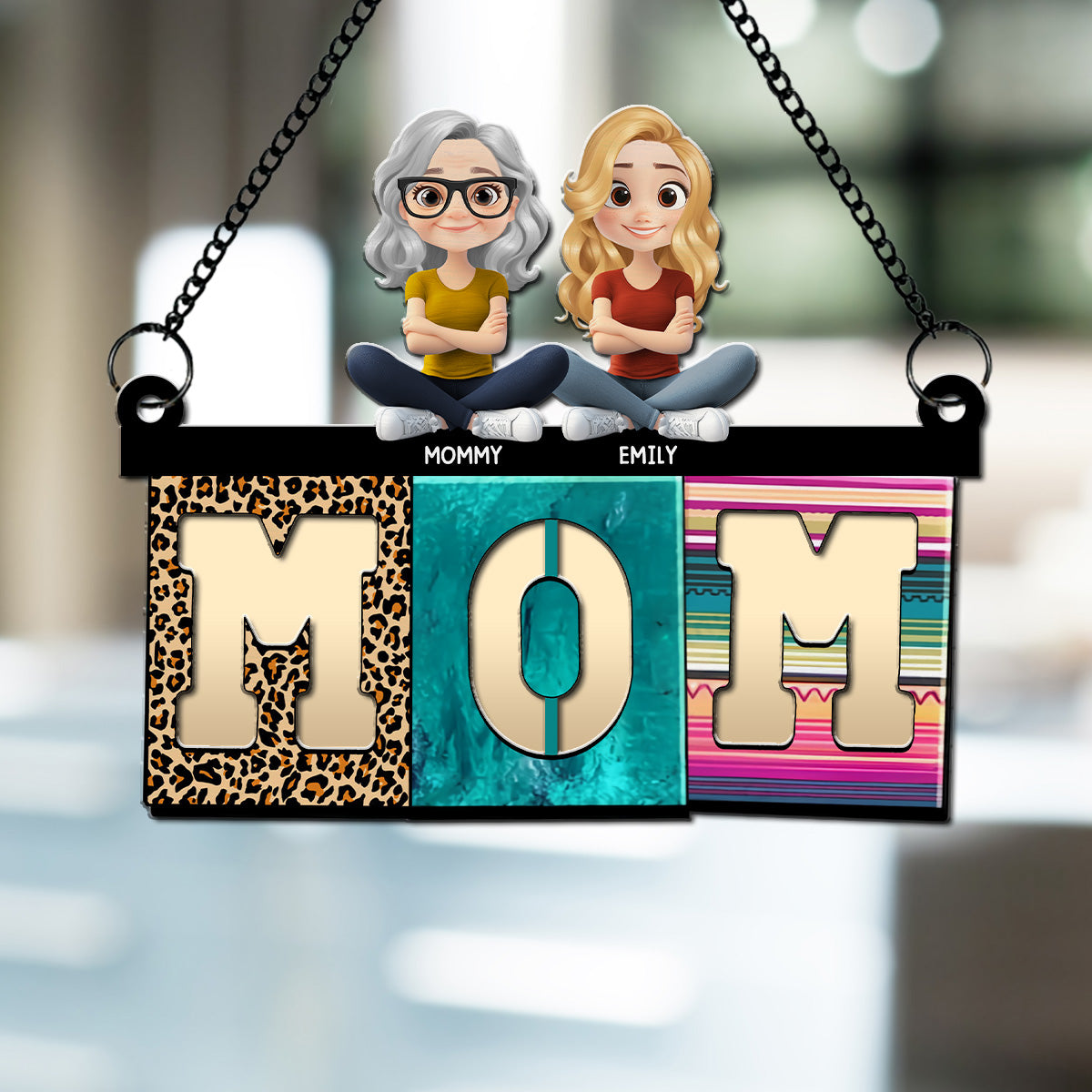 Mom With Cute Children - Personalized Custom Suncatcher