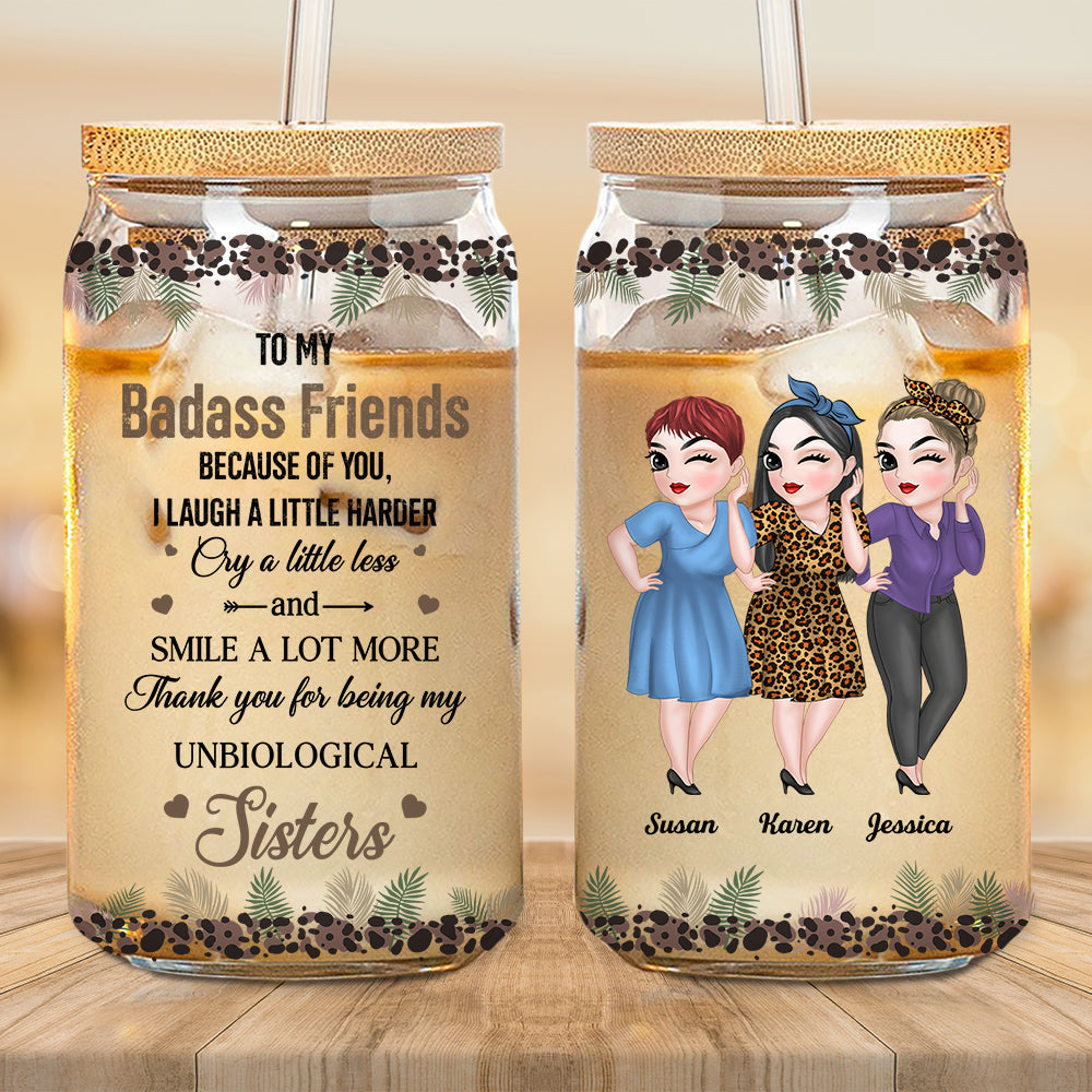 Thank You My Badass Bestie - Personalized Custom Glass Can