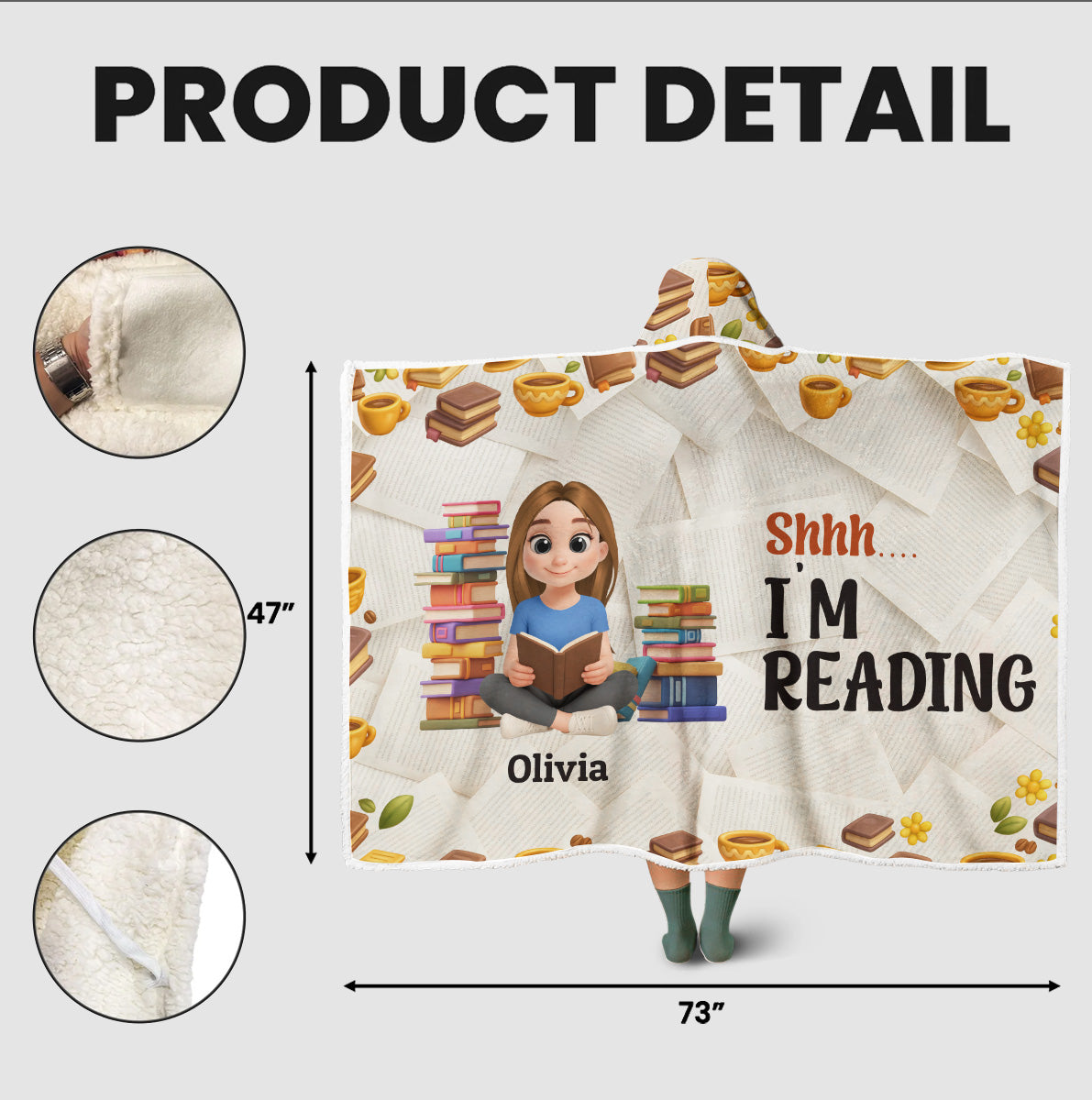 Book Lover Reading - Personalized Custom Hooded Blanket