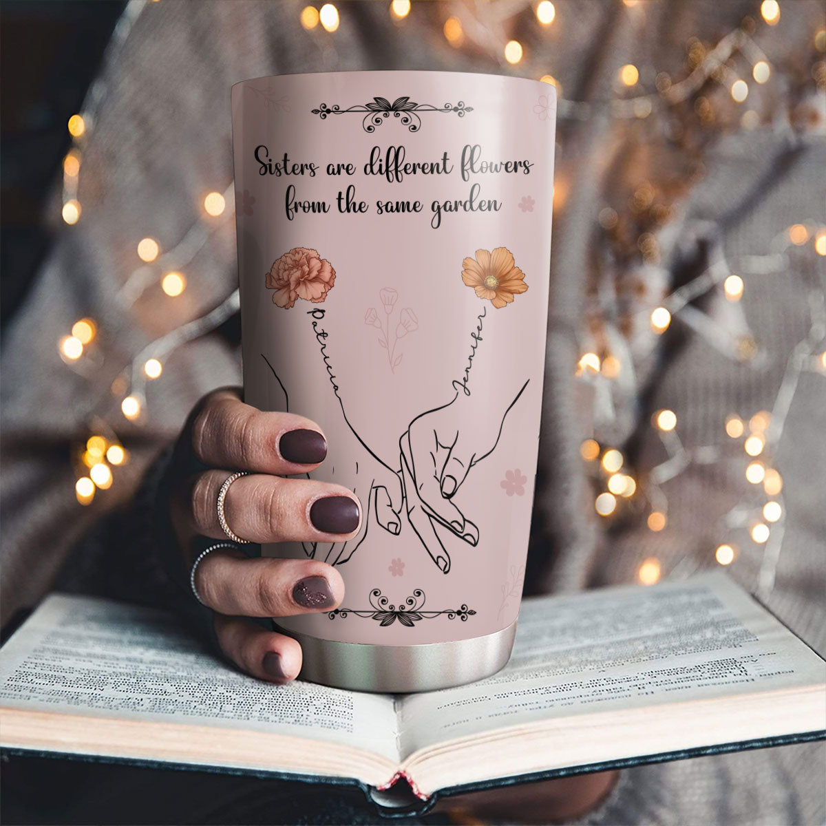 Flower Hands In Hands - Personalized Custom Tumbler