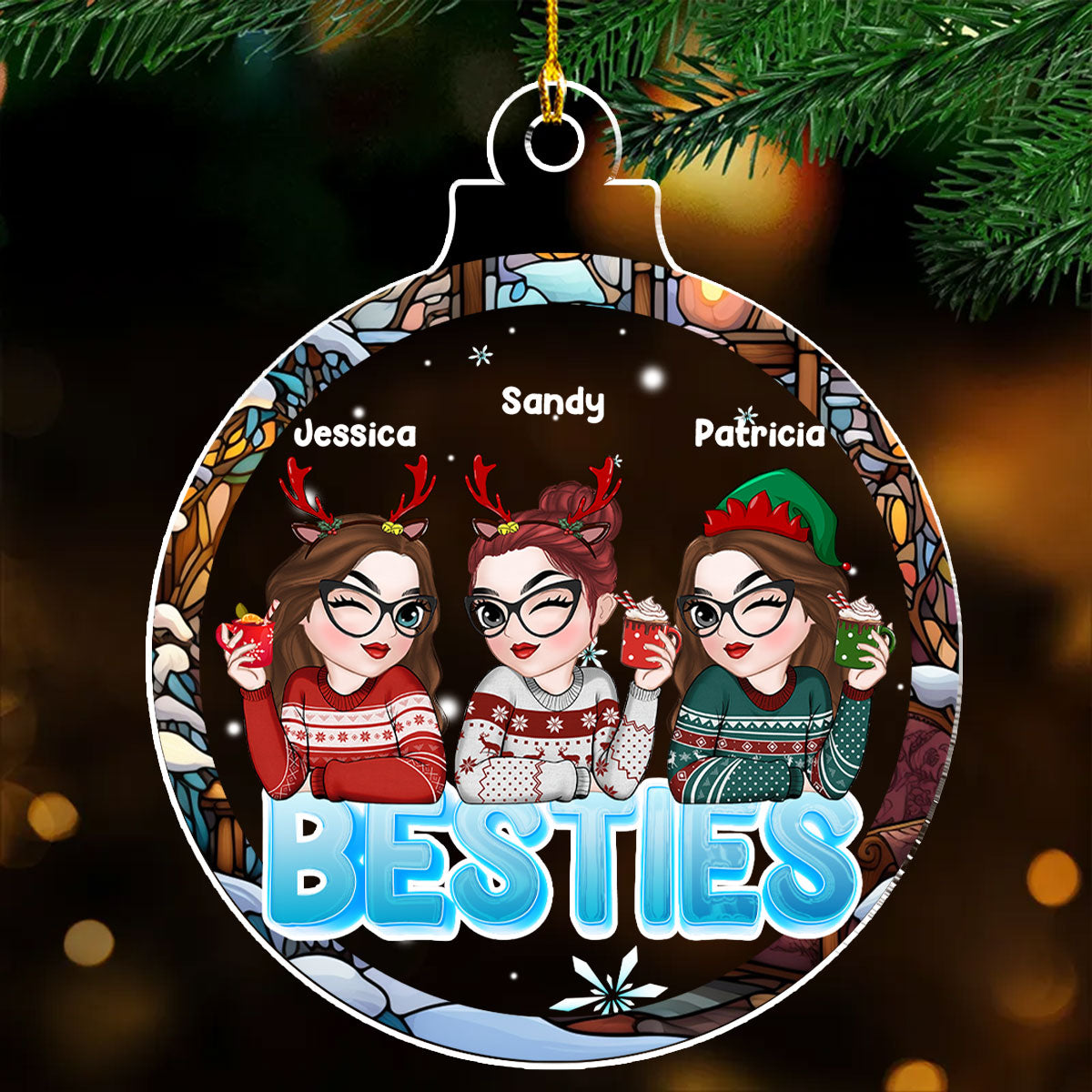 Besties Christmas - Personalized Custom Acrylic Ornament