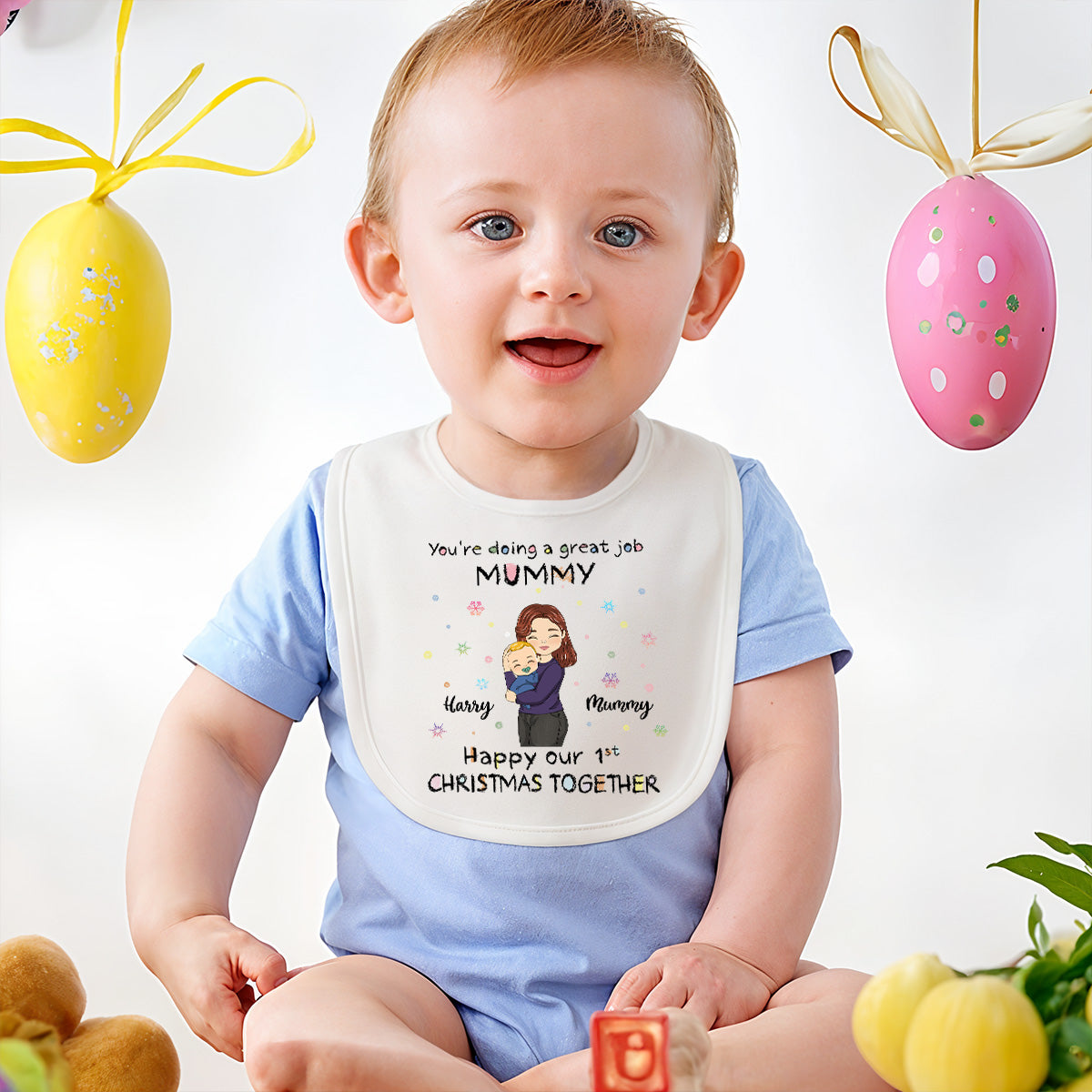 Christmas Together - Personalized Custom Baby Bib