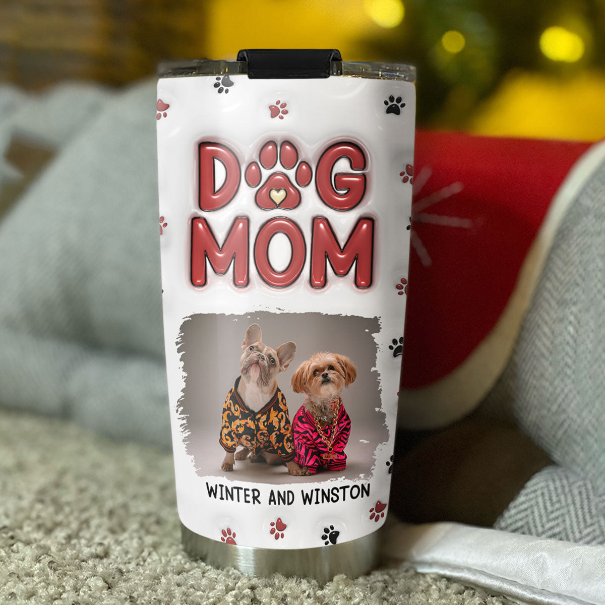 Lovely Dog Mom Photo - Personalized Custom 3D Inflated Effect Tumbler